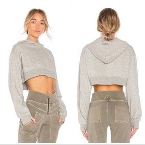 Free People Movement Gray Where I'm At Cropped Hoodie - xs